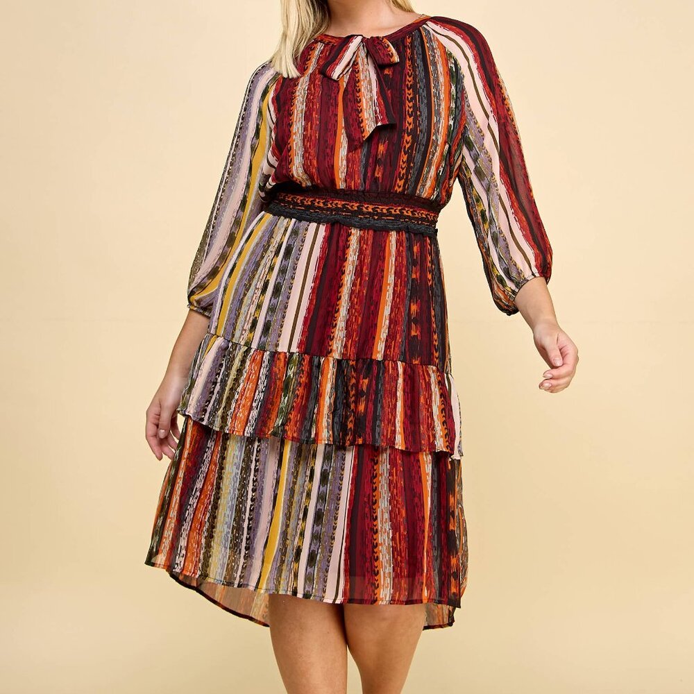 NWT Figueroa & Flower Boho Tiered Midi Dress Plus Size 3X